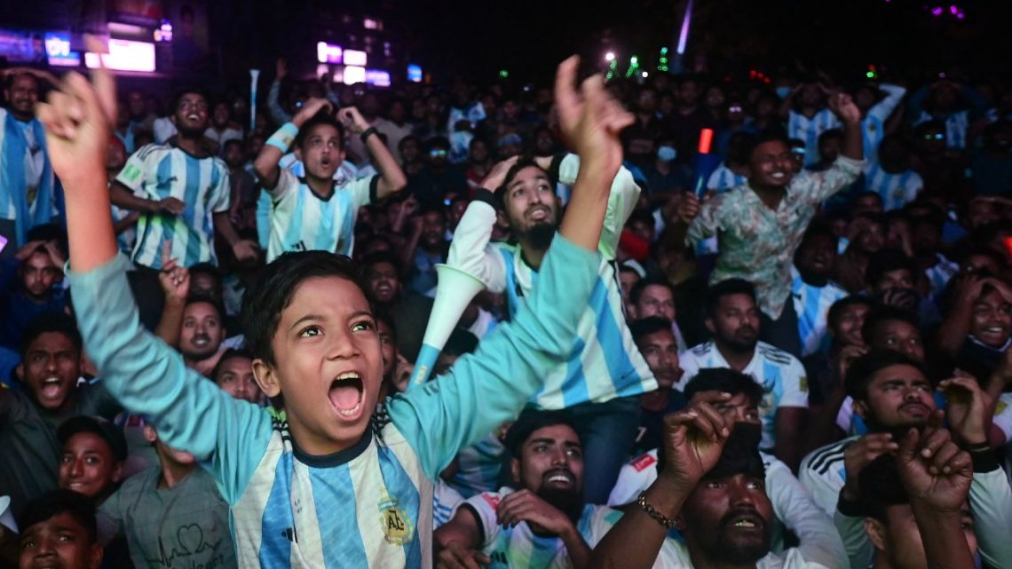 Goal celebration with friends at the Walton screening venue.